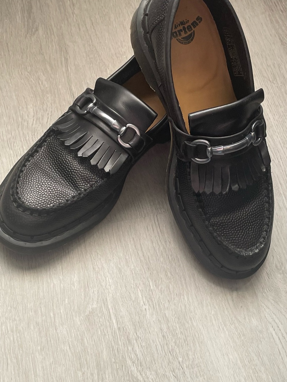 Dr. Martens Black Leather Kiltie Bit Loafers